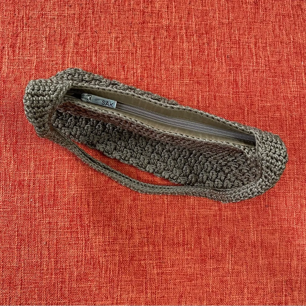 VTG The Sak Brown Crochet Hobo Bag Purse